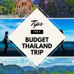 Pinterest Graphic for Budget Trip to Thailand with photos of National Parks and beautiful beaches