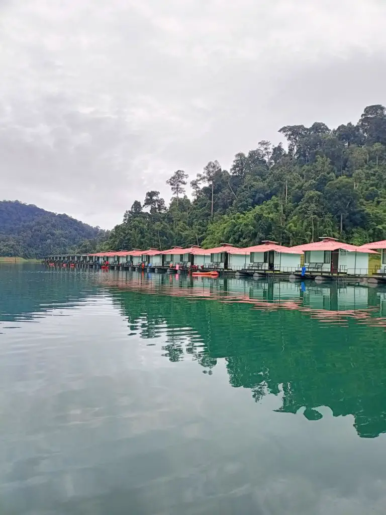 photo of floating bungalows inside Khao Sok National Park